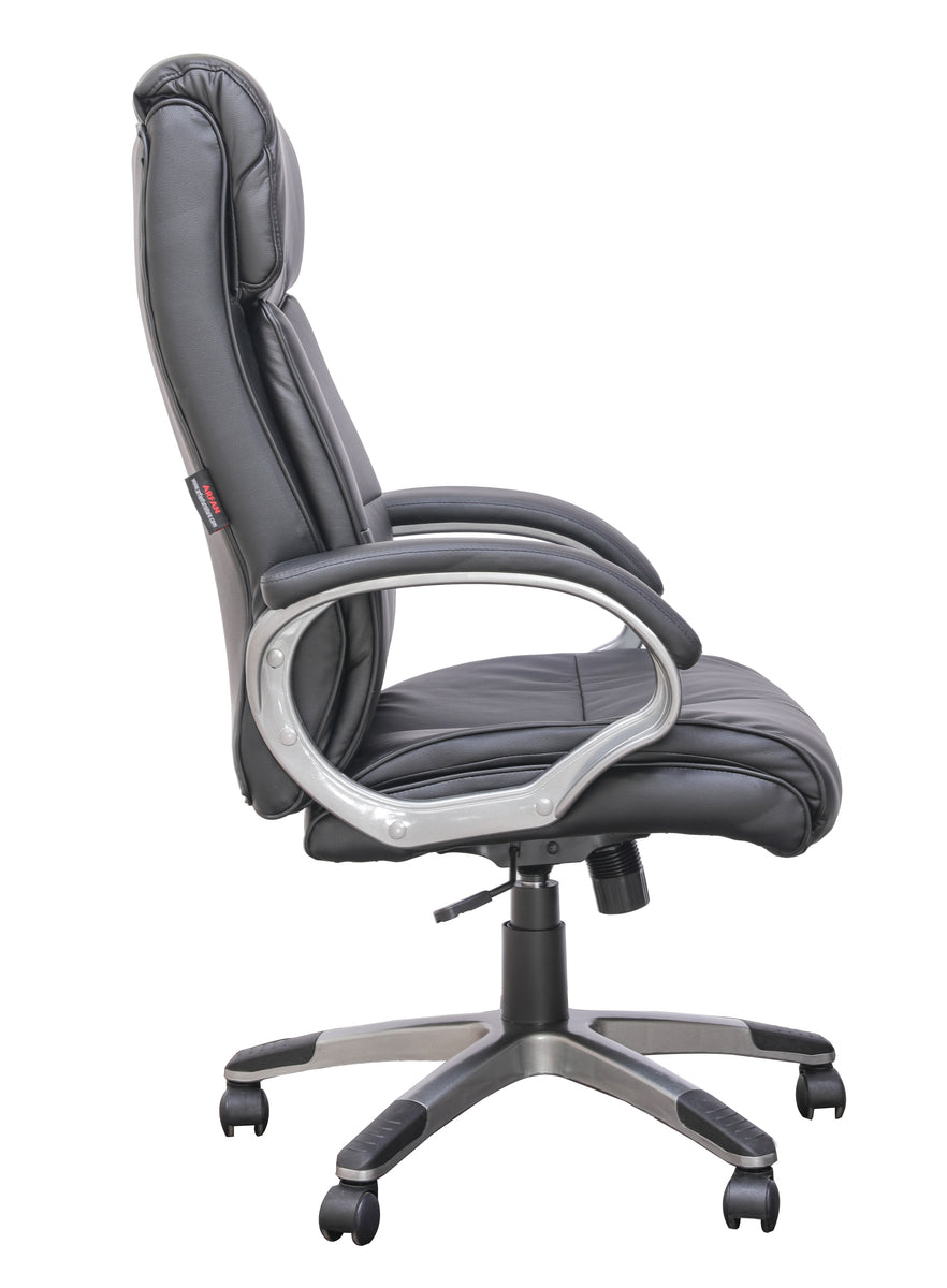 Grey leather deals executive office chair
